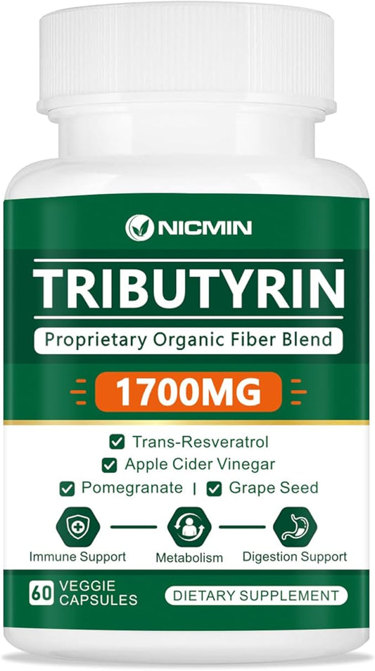 Tributyrin Supplement - Premium Butyrate Gut Health Supplement for Leaky Gut 60 Capsules