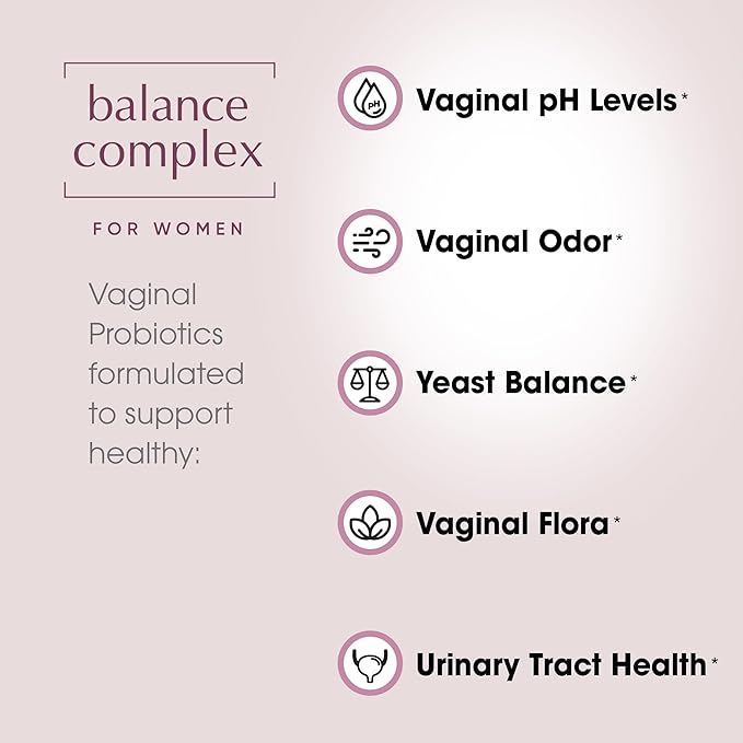 Balance Complex 17-in-1 Vaginal Health 100 Billion Probiotics for Women pH Balance with Cranberry & D-Mannose | Promote Urinary Tract Health for Vaginal Odor & Vaginal Flora, 60 Capsules