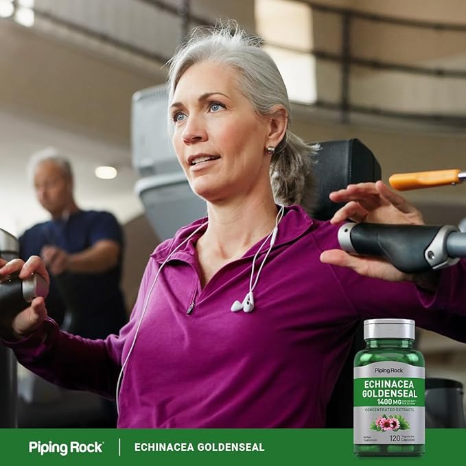 Piping Rock Echinacea Goldenseal Capsules | 1400mg | 120 Vegetarian Capsules | Non-GMO, Gluten Free Supplement