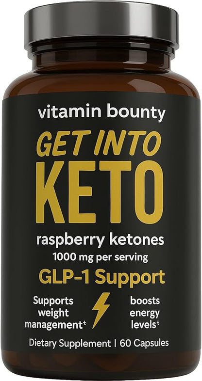 Vitamin Bounty Get Into Keto Pills - Premium Raspberry Ketones, Promotes Ketosis for Women and Men, Supports Keto Diet, Green Tea, Boosts Energy, Non-GMO - 60 Capsules