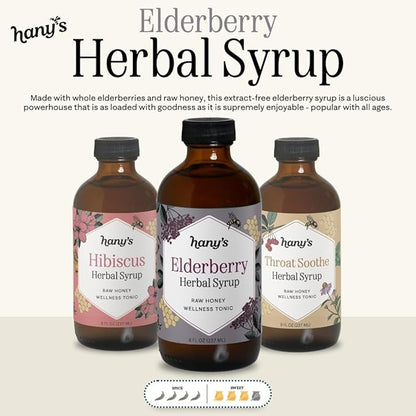 Hany's Harvest Elderberry Herbal Syrup – 16 fl oz | All-Natural Wellness Tonic, Apple Cider Vinegar, Raw Honey & Elderberry | Non-GMO, Gluten-Free, Handcrafted