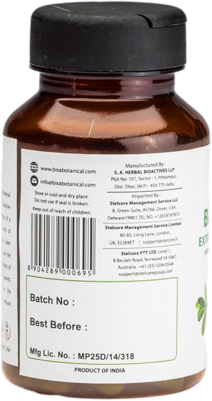 bixa BOTANICAL Bacopa (Brahmi/Bacopa Monnieri/Brahmi Leaves) ǀ Ayurvedic Herbal Supplement | Gluten Free, Non-GMO, Steam Sterlized, Vegan, 100% Pure 450 Mg Veg Capsules (60 Count (Pack of 1))