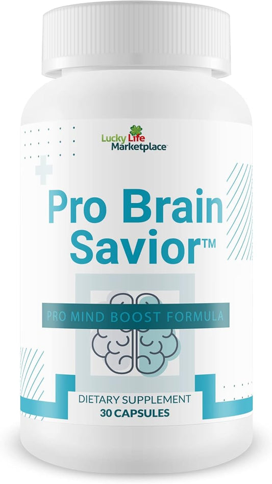 Pro Brain Savior - Nootropic Brain Supplement - Pro Mind Boost Formula for Memory, Focus, & Clarity - Study Pills - Bacopa, Niacin, Caffeine + L-Theanine, GABA - Promote Memory Retention & Learning