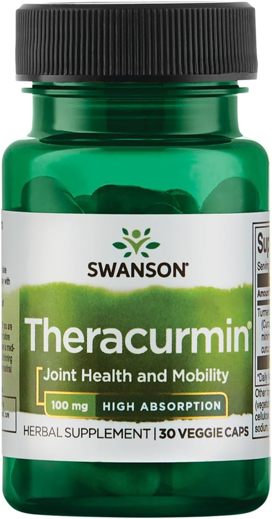 Swanson Theracurmin - Herbal Supplement Supporting Joint Health & Mobility - Formulated for High Absorption - (30 Capsules, 100mg Each)