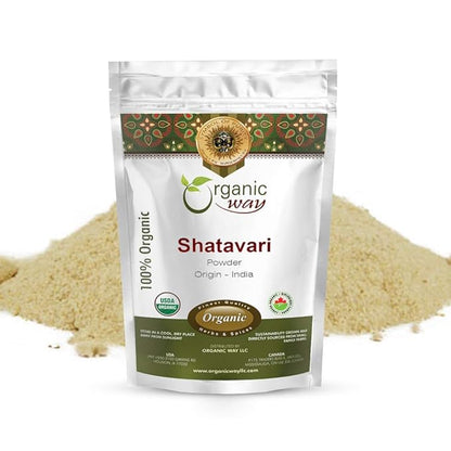 Organic Way Shatavari Powder (Asparagus racemosus) - Kosher & USDA Certified | Vegan, Non-GMO & Gluten Free | Tested for Heavy Metal and Purity | Resealable Bag | 100% Raw from India (1/4LBS / 4Oz)
