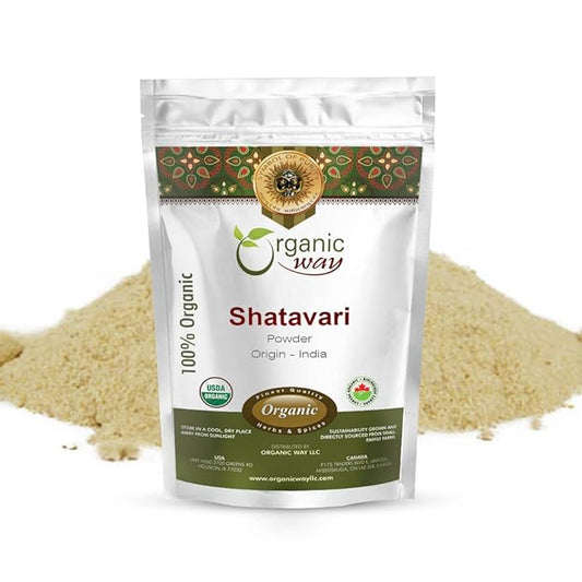 Organic Way Shatavari Powder (Asparagus racemosus) - Kosher & USDA Certified | Vegan, Non-GMO & Gluten Free | Tested for Heavy Metal and Purity | Resealable Bag | 100% Raw from India (1/4LBS / 4Oz)