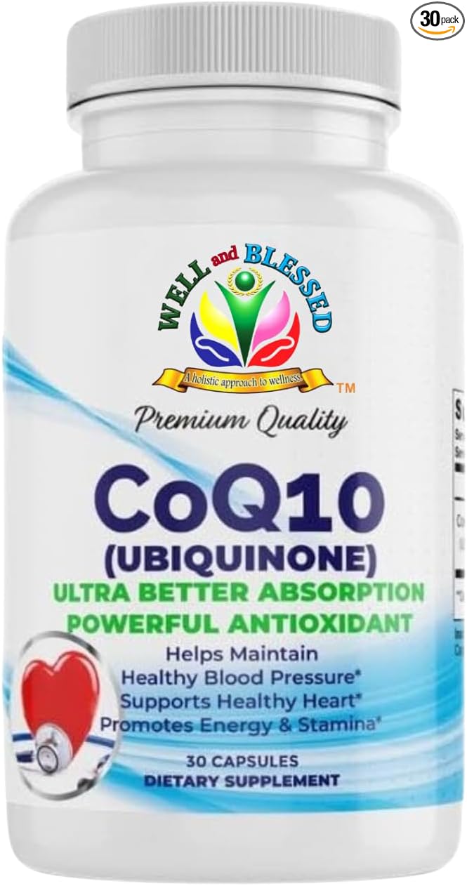 CoQ10 (Ubiquinone) - 30 Capsules - Ultra Better Absorption Formula - Promote Energy and Stamina - Vegan and Vegetarian Friendly - Free from Artificial Additives