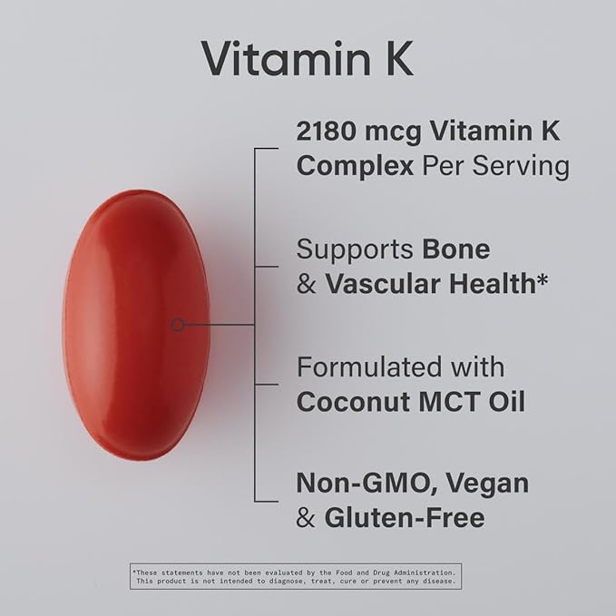 Sports Research® Multi-Spectrum Vitamin K with Coconut MCT Oil - Plant Based Vitamin K1 & K2 (MK-4 + MK-7) - Vegan Certified, Non-GMO & Gluten Free - 60 Veggie Softgels