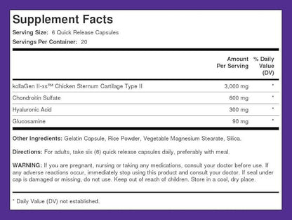 Piping Rock Chicken Sternum Type II Collagen Supplement | 3000mg | 120 Capsules | with Hyaluronic Acid | Non-GMO, Gluten Free