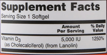 NOW Vitamin D-3 5,000 IU,120 Softgels