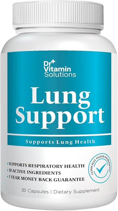 Dr. Vitamin Lung Detox Supplement with Vitamin C, Cordyceps, Butterbur & Nettle Leaf - Supports Lung Health & Respiratory Function - Natural Herbal Blend for Breathing & Oxygen Flow - 30 Capsules