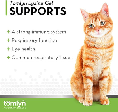 Tomlyn Immune Support Daily L-Lysine Supplement: Maple-Flavored Lysine Gel for Cats and Kittens, 5oz