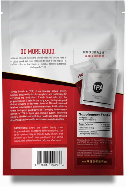 Thymic Protein A Powder Packets (4 McG TPA) – Immune System Support Supplement - All Natural, Non-GMO Formula - 10 Packets
