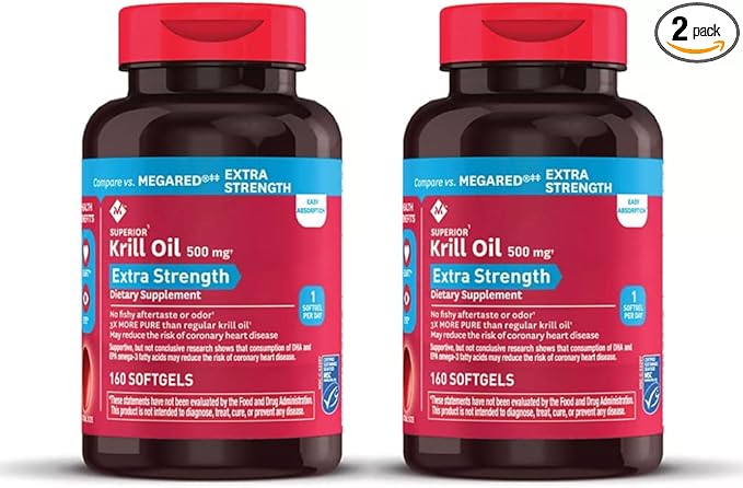 Member's Mark Extra Strength Omega-3 Krill Oil Softgels, 500mg (2 Bottles (320 softgels))