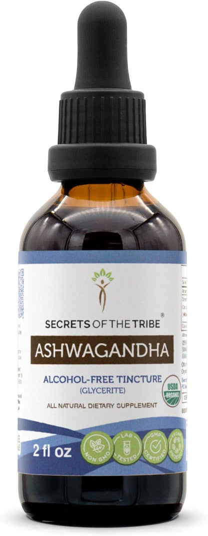 Ashwagandha USDA Organic | Alcohol-FREE Extract, High-Potency Herbal Drops, Reduces Stress, Promotes Relaxation | Made from 100% Certified Organic Ashwagandha (Withania Somnifera) Dried Root 2 oz