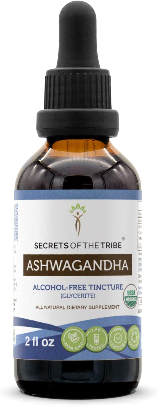 Ashwagandha USDA Organic | Alcohol-FREE Extract, High-Potency Herbal Drops, Reduces Stress, Promotes Relaxation | Made from 100% Certified Organic Ashwagandha (Withania Somnifera) Dried Root 2 oz