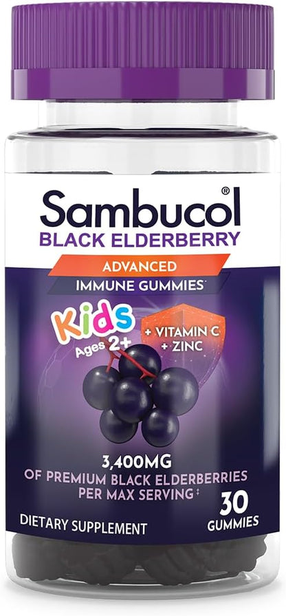 Sambucol Black Elderberry Gummies for Kids - Elderberry Kids Gummies, Kids Elderberry Gummies with Zinc and Vitamin C, Elderberry for Kids - 30 Count