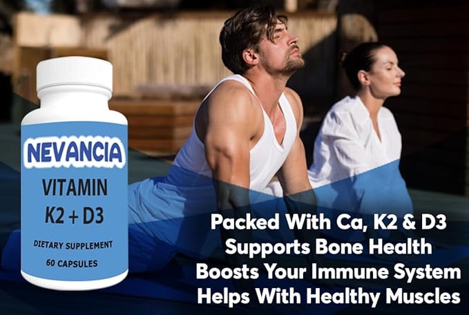 Vitamin K2 + D3 with Calcium, 5000 IU Vitamin D3, 100 mcg K2, 210 mg Calcium, Bone & Joint Support, Heart Support, Immune Support, 60 Capsule