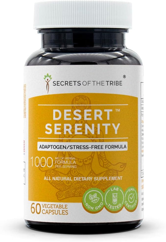 Secrets of the Tribe - Desert Serenity, Adaptogen/Stress-Free Formula, Herbal Supplement Blend (60 Capsules)