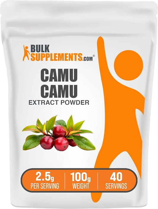 BulkSupplements.com Camu Camu Extract Powder - Superfood Supplement, Camu Camu Supplement - Vegan & Gluten Free, 2.5g per Serving, 100g (3.5 oz) (Pack of 1)