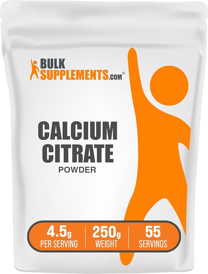BulkSupplements.com Calcium Citrate Powder - Calcium Supplement, High Bioavailable - Unflavored & Gluten Free, 4.5g per Serving, 250g (8.8 oz) (Pack of 1)