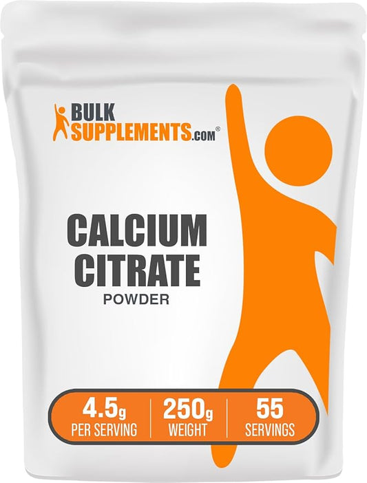 BulkSupplements.com Calcium Citrate Powder - Calcium Supplement, High Bioavailable - Unflavored & Gluten Free, 4.5g per Serving, 250g (8.8 oz) (Pack of 1)