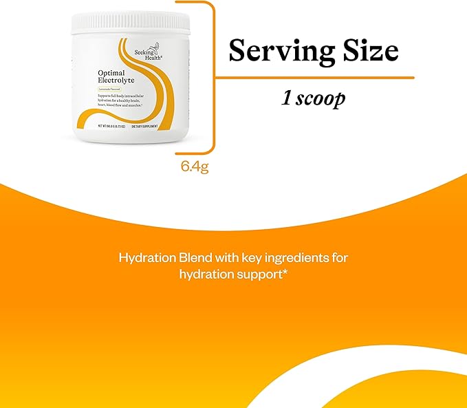 Seeking Health Optimal Electrolyte Powder, Lemonade Flavor, Healthy Energy and Endurance Support, Promotes Hydration and Healthy Muscles, Vegan and Vegetarian (30 Servings)*