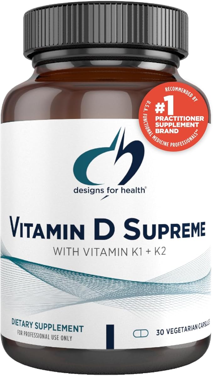 Designs for Health Vitamin D Supreme - Vitamin D 5000 IU with 2000mcg Vitamin K as MK4 for Bone Health, Heart Health & Immune Support - Vitamin D3 Enhanced with GG Supplement (30 Capsules)