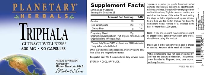 Planetary Herbals Triphala -- 500 mg