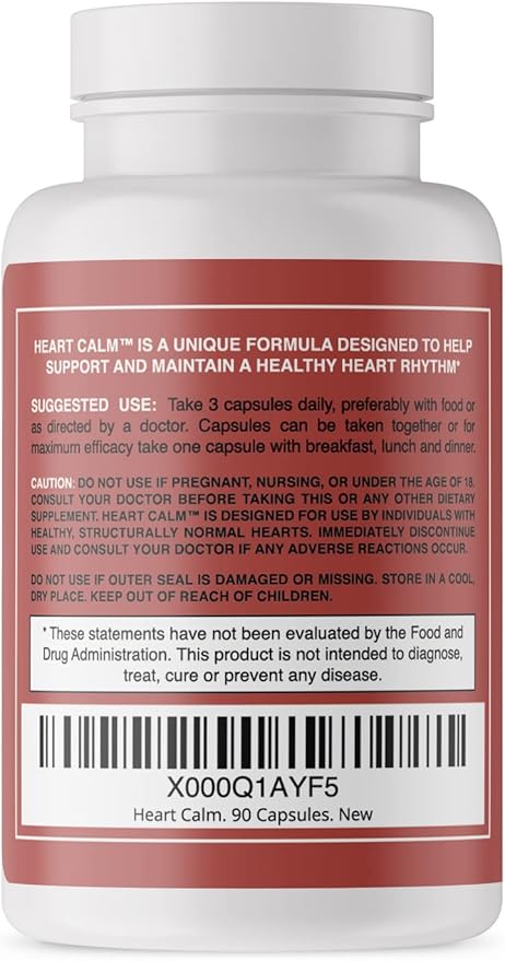 Heart Calm- Helps Support and Maintain a Healthy Heart Rhythm- A Natural, Fast-Acting Formula with Magnesium Taurate, Glycinate, Malate and More. 90 Capsules.