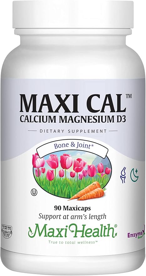 Maxi Health Calcium 1000 mg Supplement with Vitamin D3 (1000 IU) and Magnesium (500 mg) - Bone, Teeth and Joint Support for Men and Women - 90 Capsules