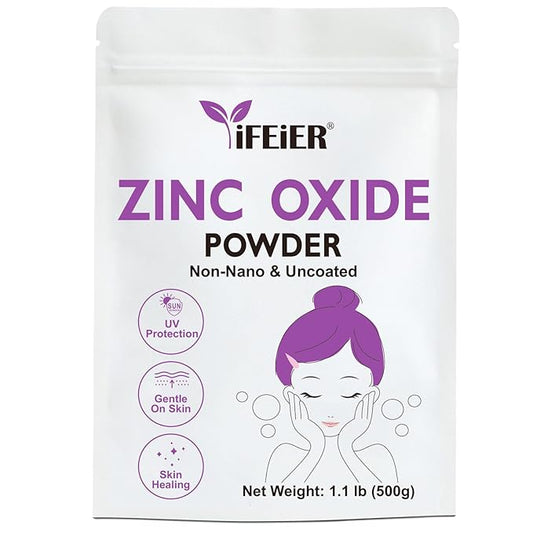 Zinc Oxide Powder | 500g(1.1 lb) 100% Pure Non Nano Uncoted Zinc Oxide Powder for Skin Protection | Cosmetics Grade Ideal for DIY Sunscreen, Lotion, Deodorant, and Skincare