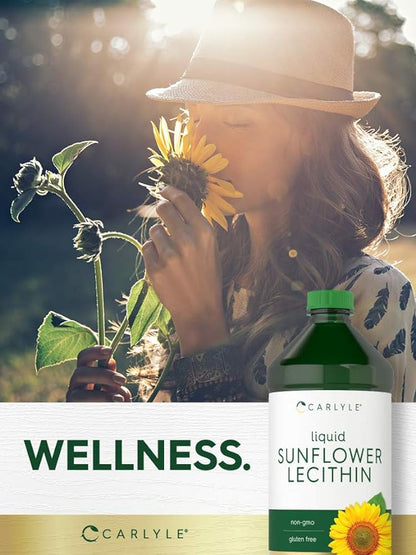 Carlyle Sunflower Lecithin Liquid | 16 oz | 2 Pack | Vegan, Vegetarian, Non-GMO, Soy Free, Gluten Free