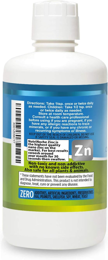 NutriNoche Pure Crystalline Liquid Zinc Supplement - 30 PPM - Colloidal Minerals