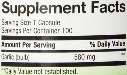Nature's Way Garlic Bulb, Supports Heart Health*, 100 Vegan Capsules (Pack of 2)