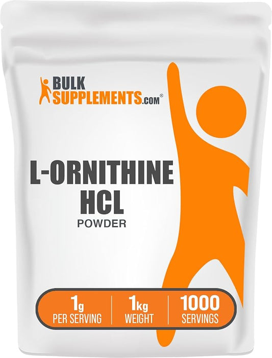 BulkSupplements.com L-Ornithine HCl Powder - Amino Acid Nutritional Supplements - Green Food Powder Supplement - Amino Acids Supplement - L Ornithine - Restless Legs Supplement (1 Kilogram - 2.2 lbs)