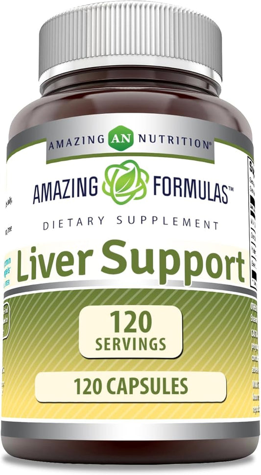 Amazing Formulas Liver Support | Natural Herbal Formula | Contains Milk Thistle, Dandelion Root, Yellow Dock Root & Beet Root | 120 Capsules | Non-GMO | Gluten-Free | Made in USA