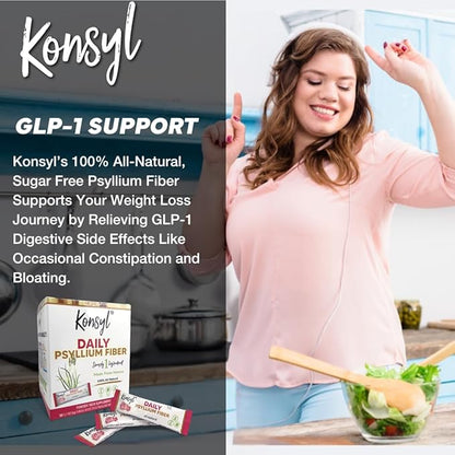 Konsyl Daily Psyllium Fiber Stick Packs - On-The-Go Fiber Supplement Powder - Convenient, All-Natural Soluble Fiber, Gluten-Free & Sugar-Free, Vegan & Keto - 30 Packets