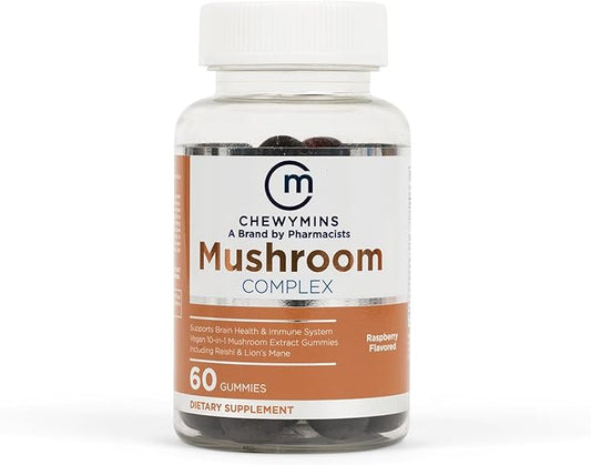Halal Mushroom Complex Gummies - Raspberry Flavor - Non-GMO, Organic, and Vegan - Supports Brain Health and Immune System - 10-in-1 Mushroom Extract - 60 Gummies