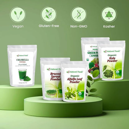 Z Natural Foods Organic Spirulina Powder - 100% Pure Spirulina, Nutrient-Dense Blue-Green Algae Superfood with Amino Acids, 15x Beta-Carotene - Mix in Smoothies, Yogurt, Recipes, 1 lb