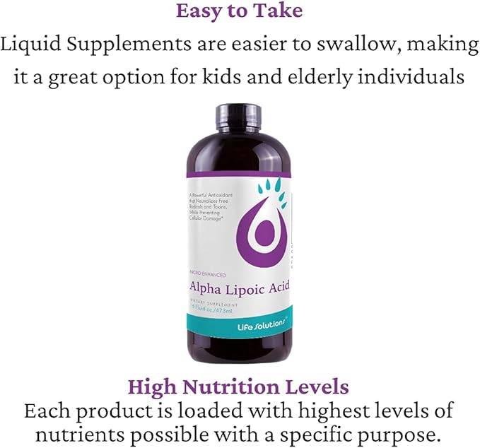Liquid Alpha Lipoic Acid – 50mg ALA, More Bioavailable Than Capsules & Powder – Fast-Absorbing Antioxidant Supplement – Pharmacist Formulated, Rapid-Sorb Technology – 16 fl. oz.