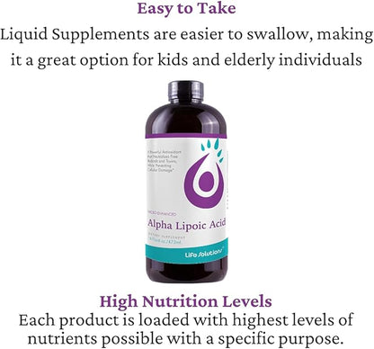 Liquid Alpha Lipoic Acid – 50mg ALA, More Bioavailable Than Capsules & Powder – Fast-Absorbing Antioxidant Supplement – Pharmacist Formulated, Rapid-Sorb Technology – 16 fl. oz.
