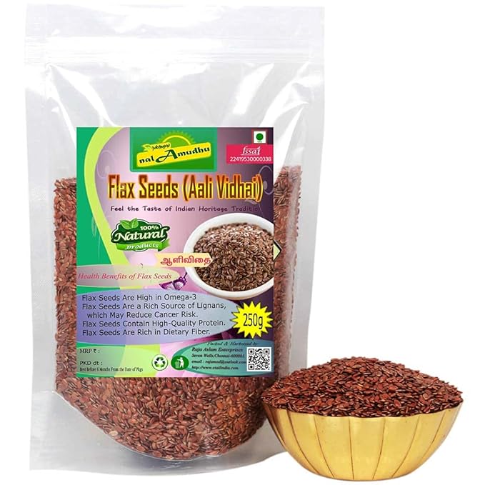 nalAmudhu Raw Unroasted Brown Natural Flax Seeds with High Nutritional Values 250g
