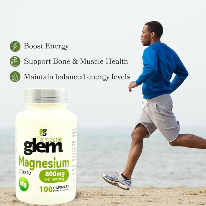 Magnesium Citrate Capsules- Dietary Supplement to Support Bone Health, Muscle Function and Relaxation, High Absorption Magnesium Supplement - GMO, Soy and Gluten Free- 100 Count, 800mg