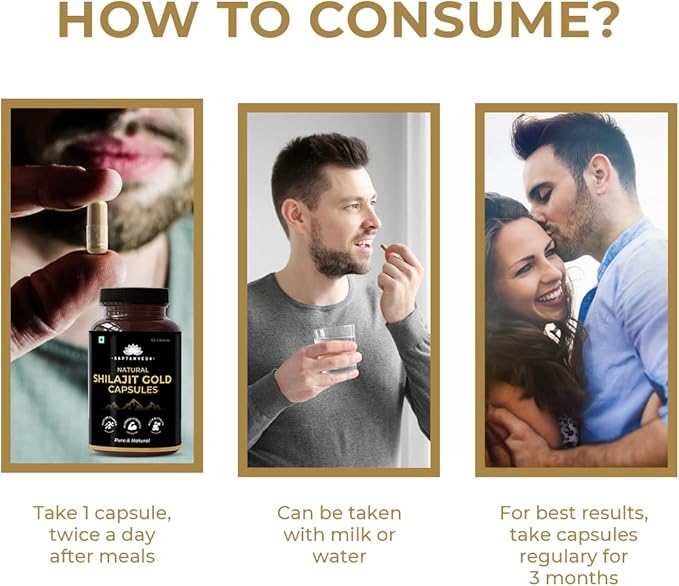 Pure Himalayan Shilajit Wellness 60 Capsules Supplement Men Wome Natural.