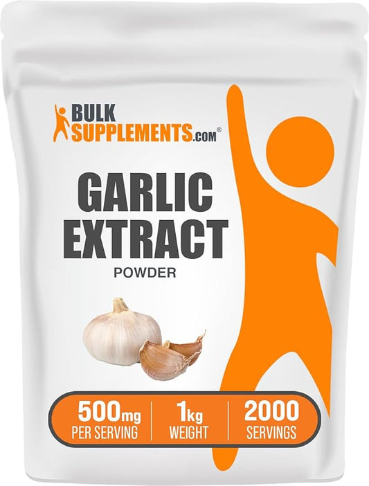 BulkSupplements.com Garlic Extract Powder - Garlic Supplement, Garlic Powder Supplement, Allium Sativum - Herbal & Gluten Free, 500mg per Serving, 1kg (2.2 lbs) (Pack of 1)