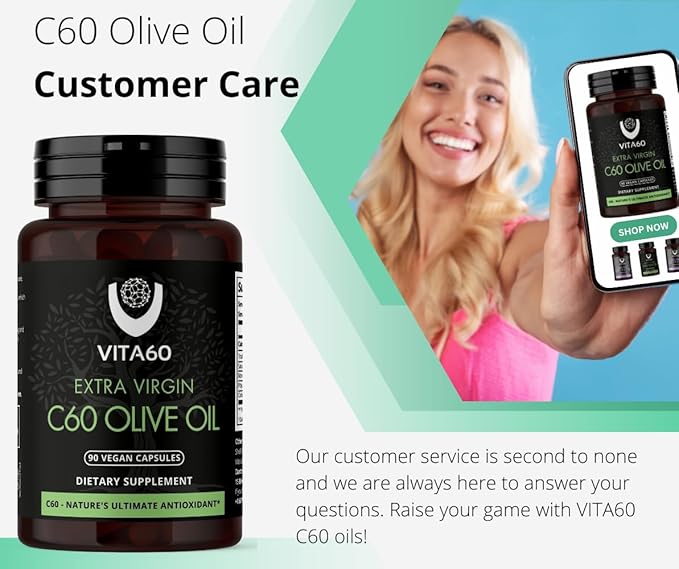 C60 Oil Capsules | Age-Defying Vitality and Antioxidant Support | 99.99% Pure Solvent Free C60 | Organic Oil | Vegan Friendly | Superior Customer Service (Olive Oil)