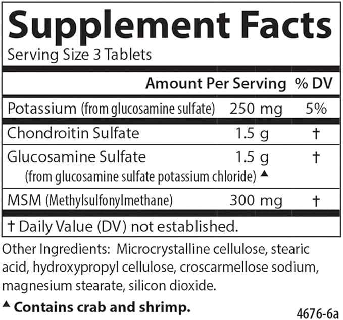 Carlson - Nutra-Support Joint, Glucosamine Chondroitin & MSM, Joint Function, Cartilage Support & Optimal Wellness, 60 tablets