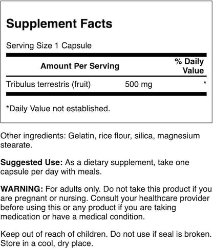 Swanson Full-Spectrum Tribulus Fruit Sexual Health Virility Boost Support Men's Women's Supplement 500 Milligrams 90 Capsules