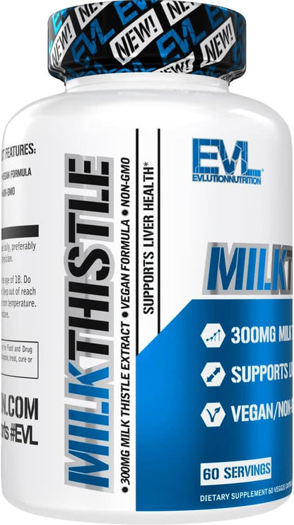 Evlution EVL Silymarin Milk Thistle Capsules - Supplement for Optimal Liver Cleanse Detox & Repair - Herbal Liver Support Supplement with Pure Milk Thistle Extract - 60 Non-GMO Veggie Capsules